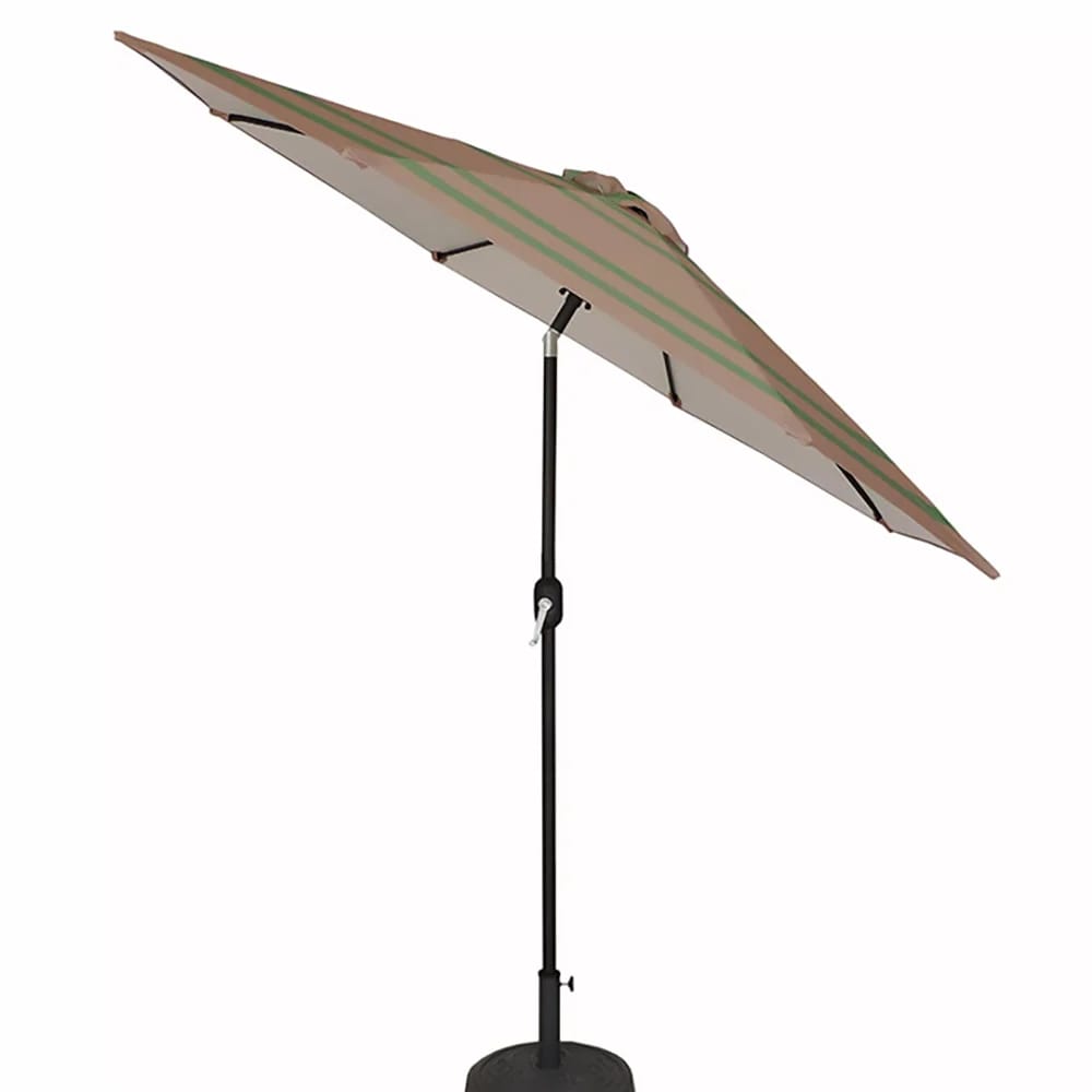 Pebble Lane Living 9' Market Outdoor Patio Umbrella, Tan/Green Stripe