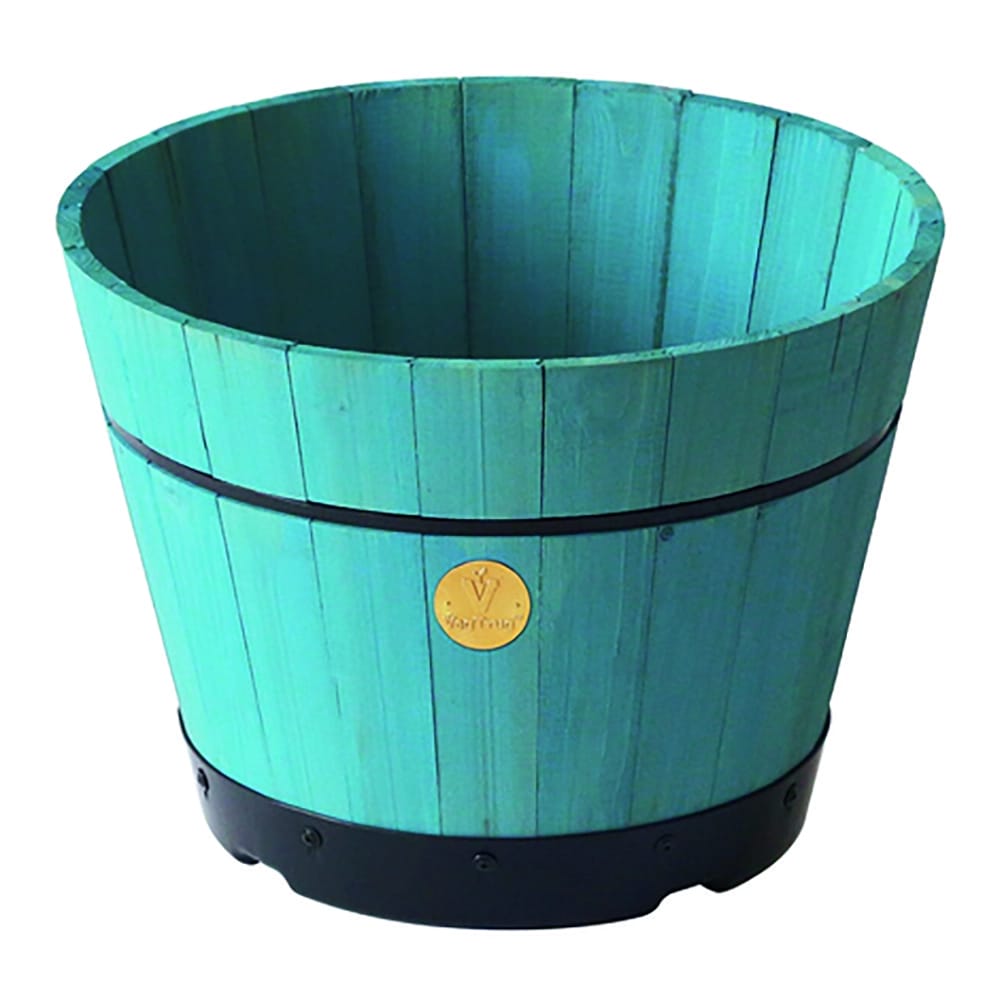 VegTrug Powder Blue Whisky Barrel Planter, 18in.