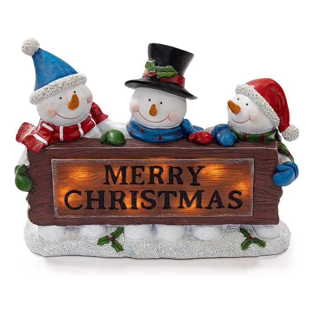 VP Home Christmas Snowman Lighted Resin Figurines