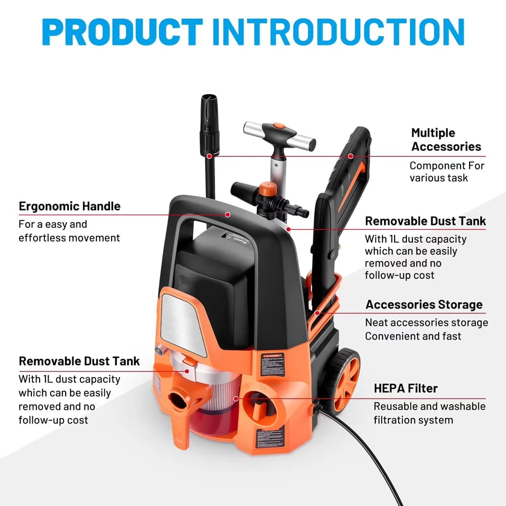 4-In-1 Electric Power Washer & Vacuum Cleaner