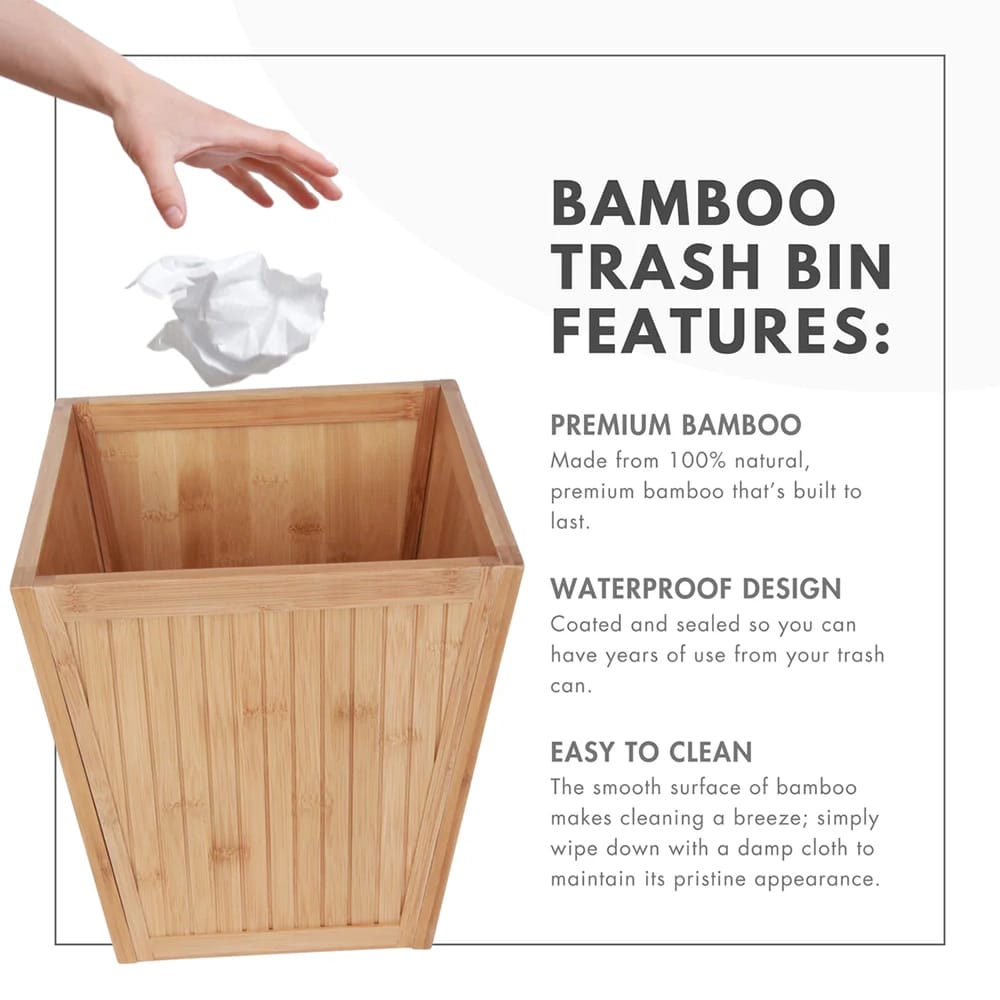 ToiletTree Products Bamboo Trash Bin