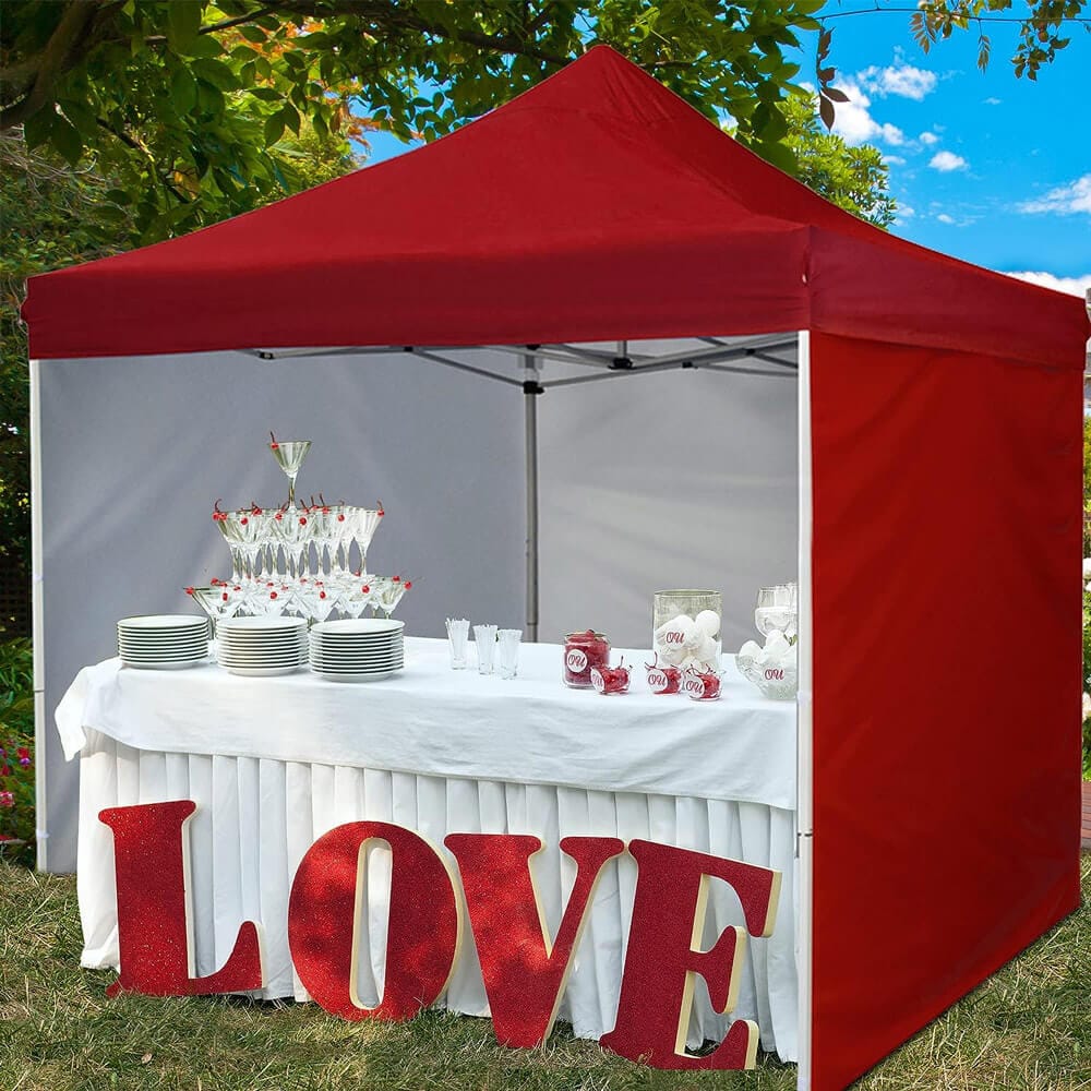 10' x 10' Pop-Up Canopy Tent with 5 Sidewalls, Red