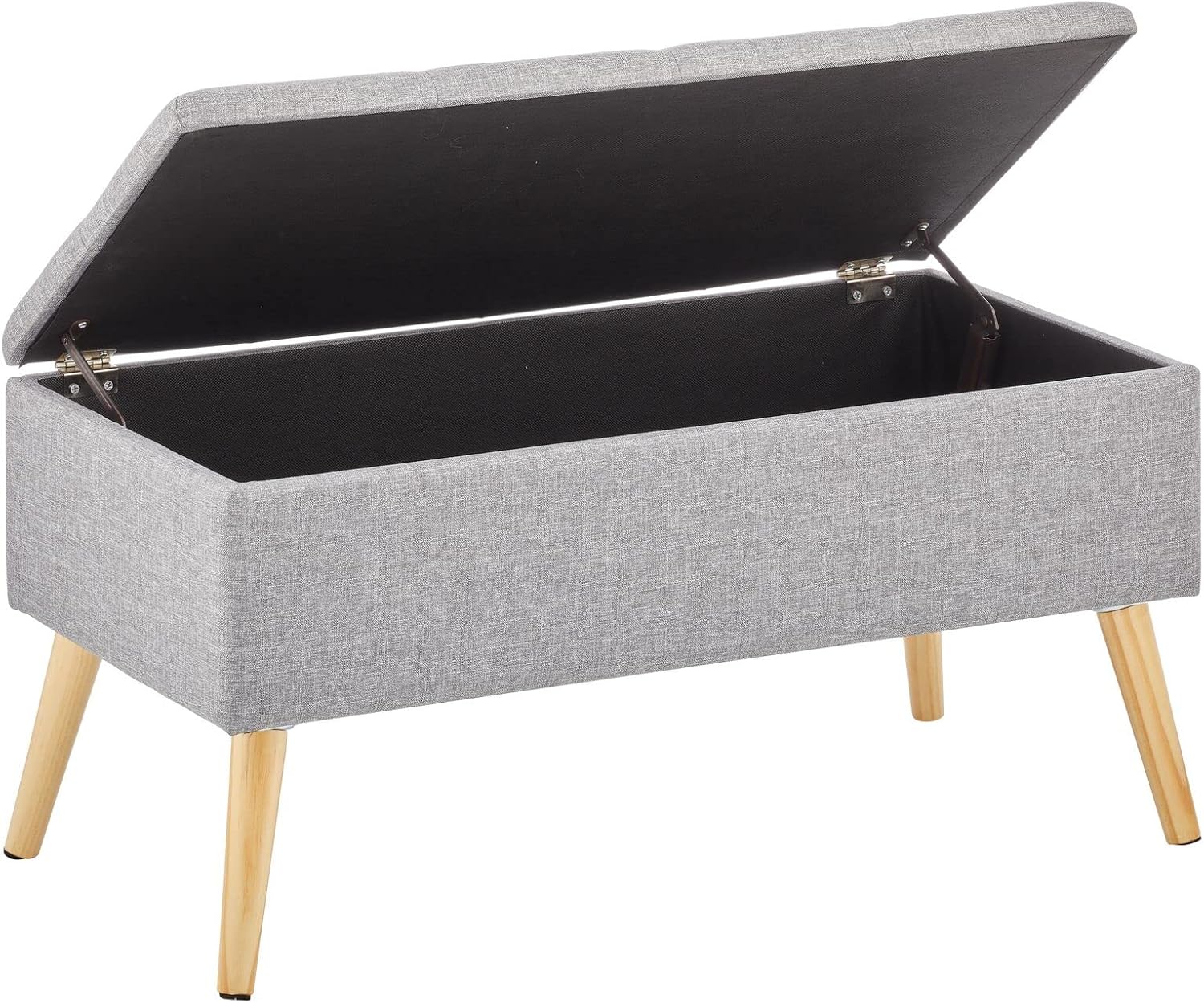 mDesign Tufted Storage Bench, Gray