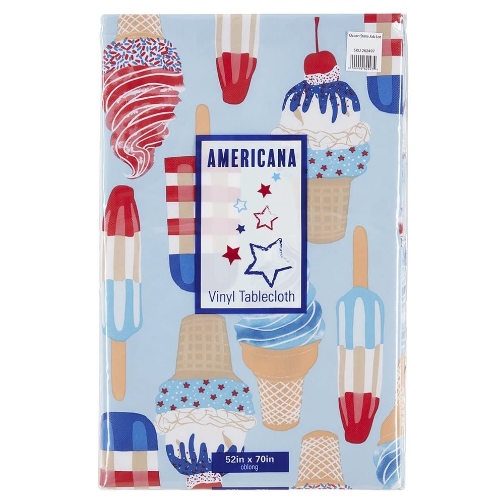 Patriotic Vinyl Tablecloth with Flannel Backing