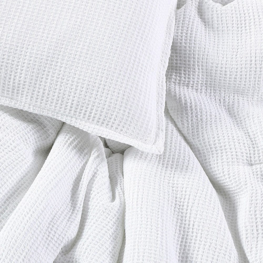 WellBeing by Sunham Waffle Weave 3-Piece Comforter Set, Full/Queen, White