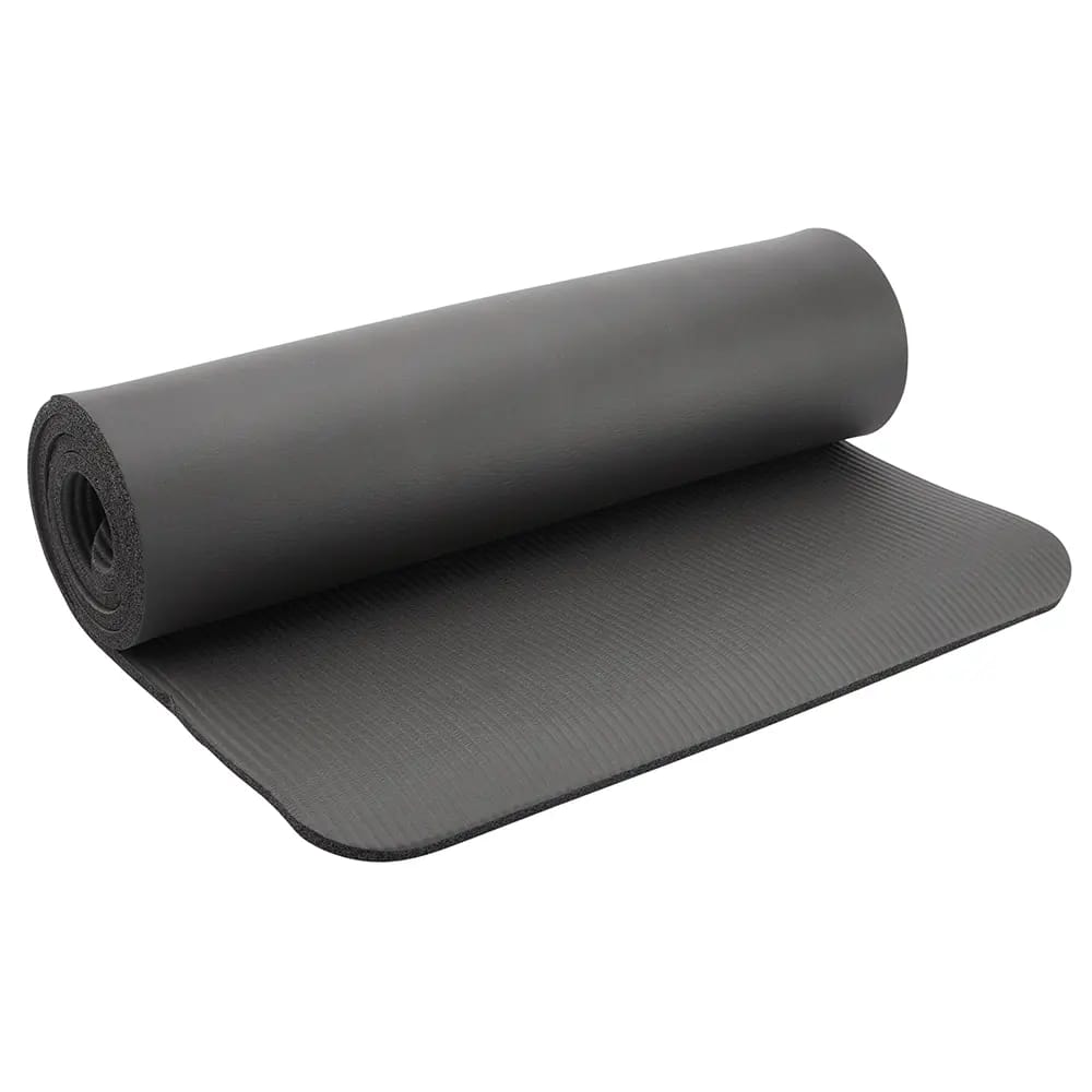 Maximo Fitness Black Exercise Mat with Strap, 10mm