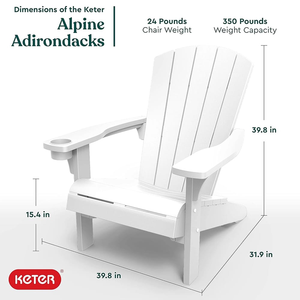 Keter Outdoor Resin Adirondack Chair, White