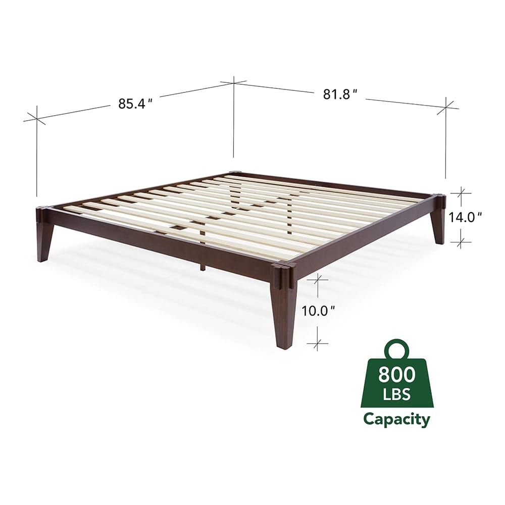 Bme Chalipa King Size Solid Wood Japanese Bed Frame, Walnut