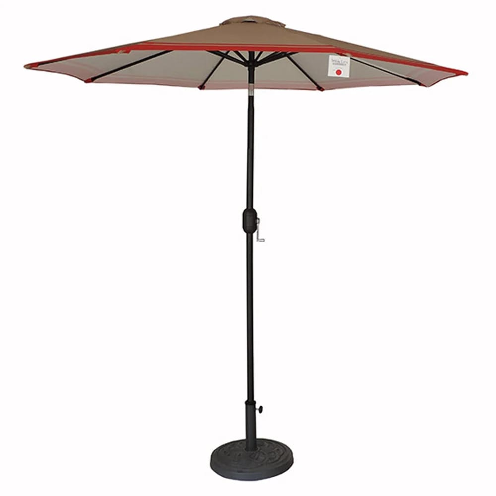 Pebble Lane Living 9' Market Outdoor Patio Umbrella, Tan/Red Stripe