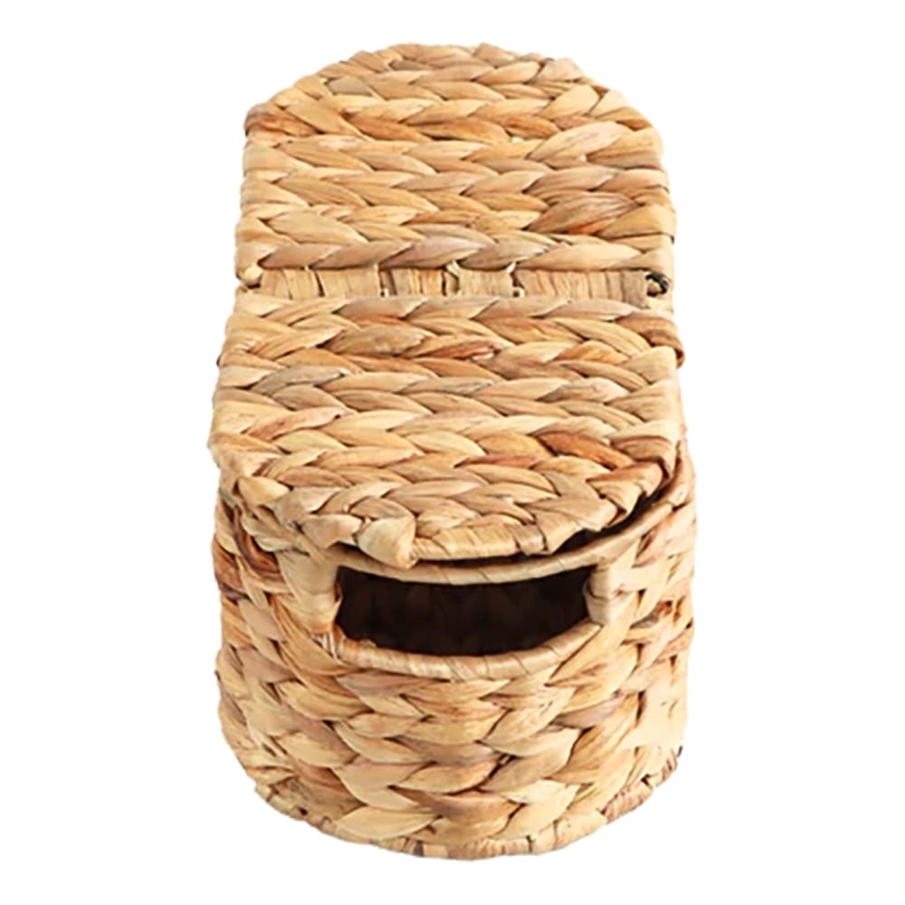 Oval Water Hyacinth Basket with Cover, Natural