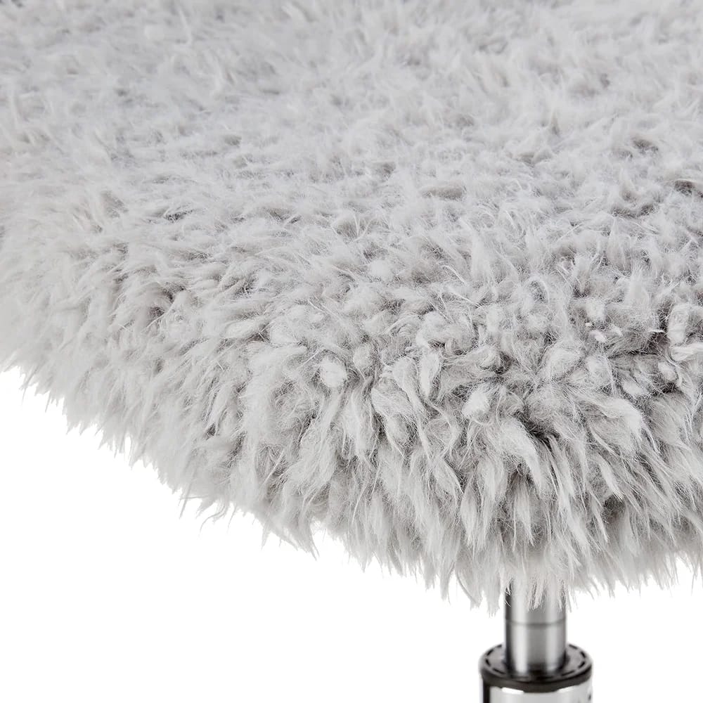 Faux Fur Rolling Desk Chair, Gray