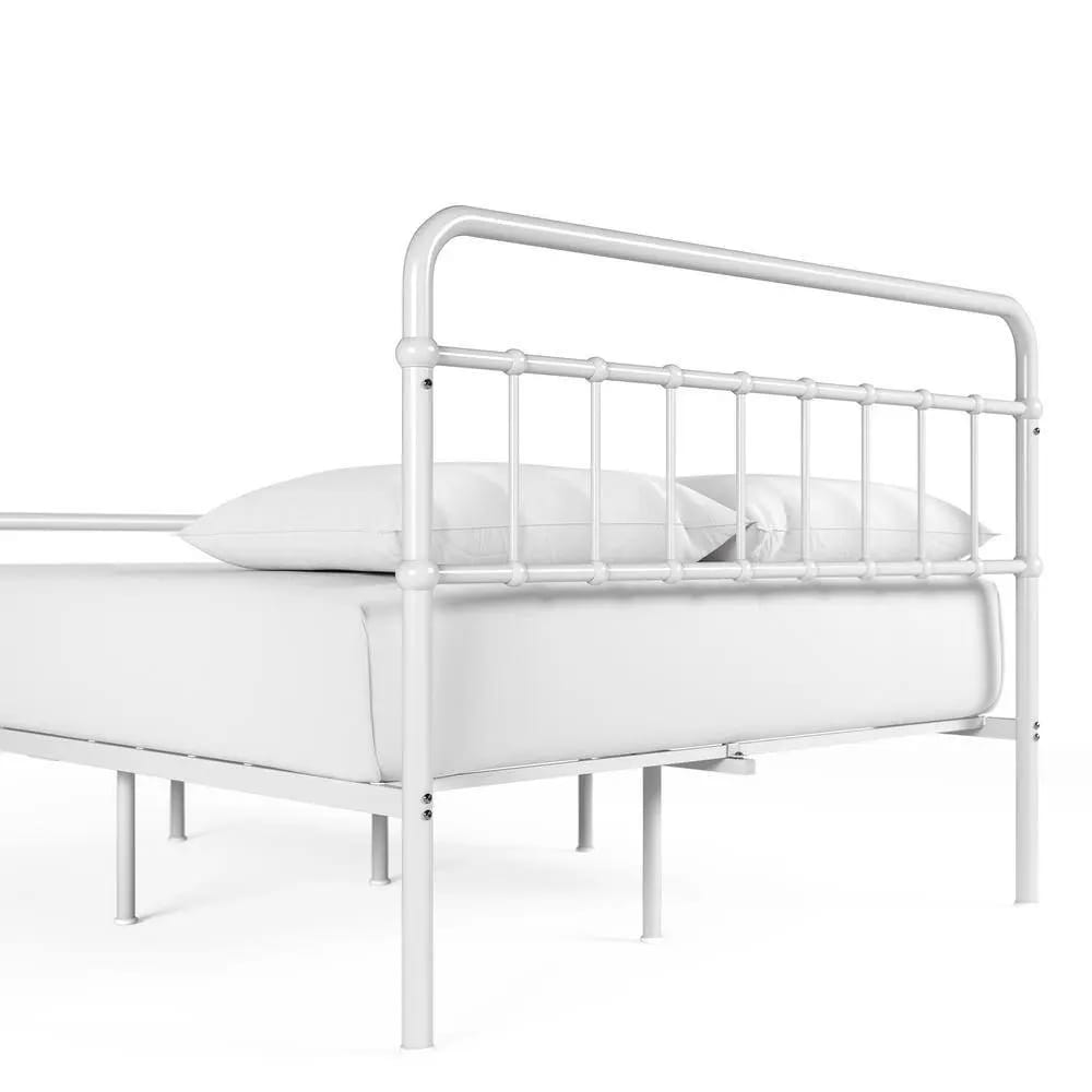 Zinus Florence Metal Platform Bed Frame, King, White