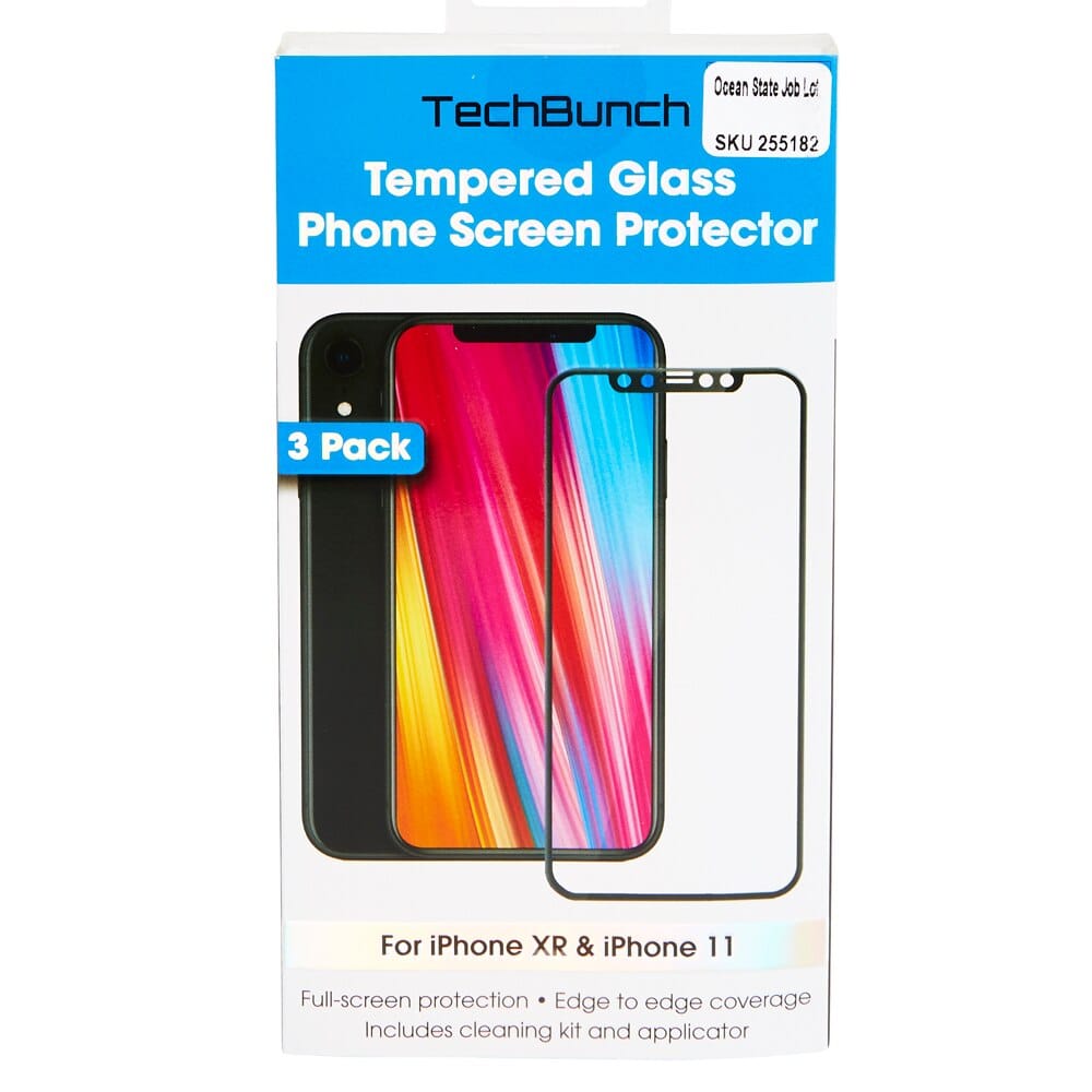 TechBunch Tempered Glass iPhone XR and iPhone 11 Screen Protectors, 3 Count