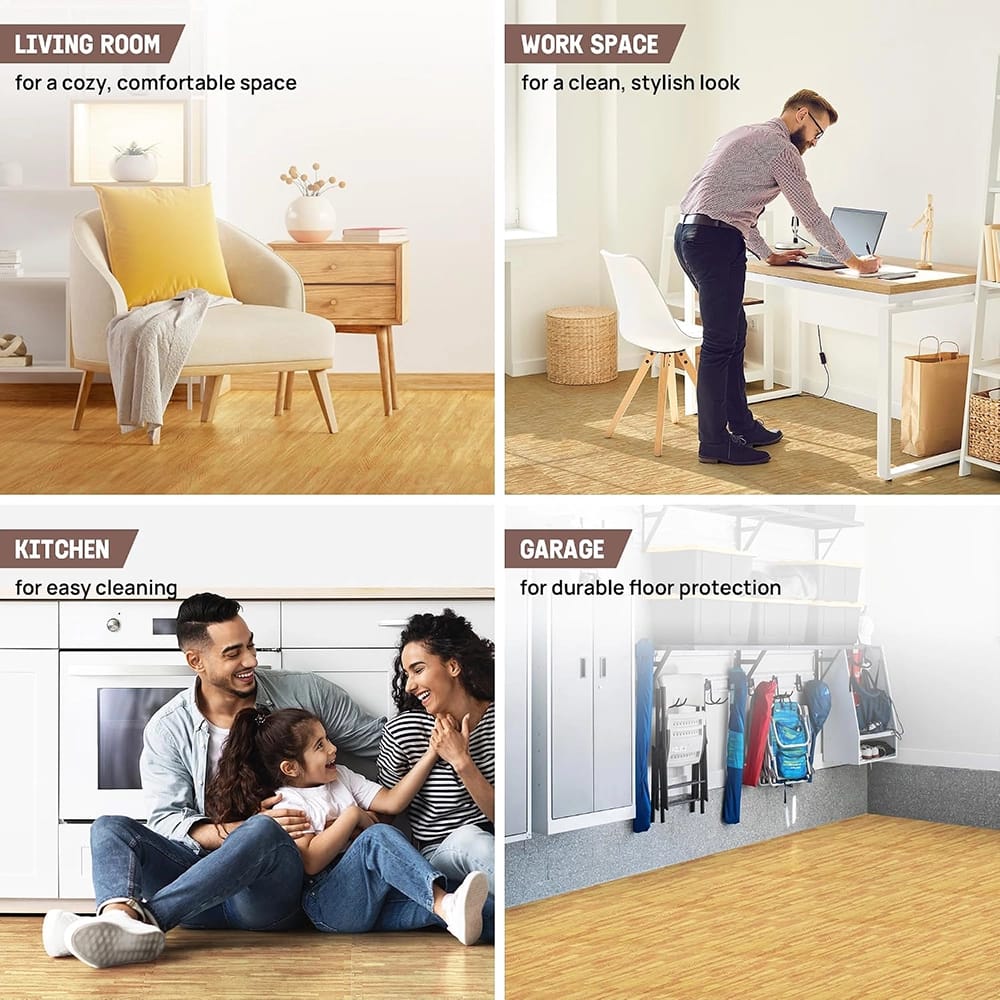 Yes4All Interlocking EVA Foam Mats, Light Oak, 22 sq ft