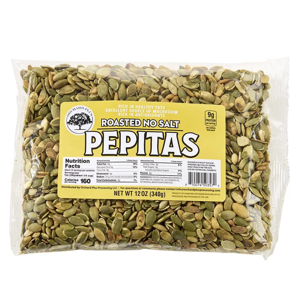 Orchard Plus Roasted No Salt Pepitas, 12 oz