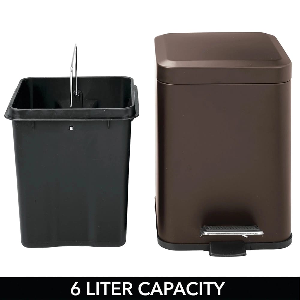 mDesign 1.5 Gallon Step Trash Can, Bronze