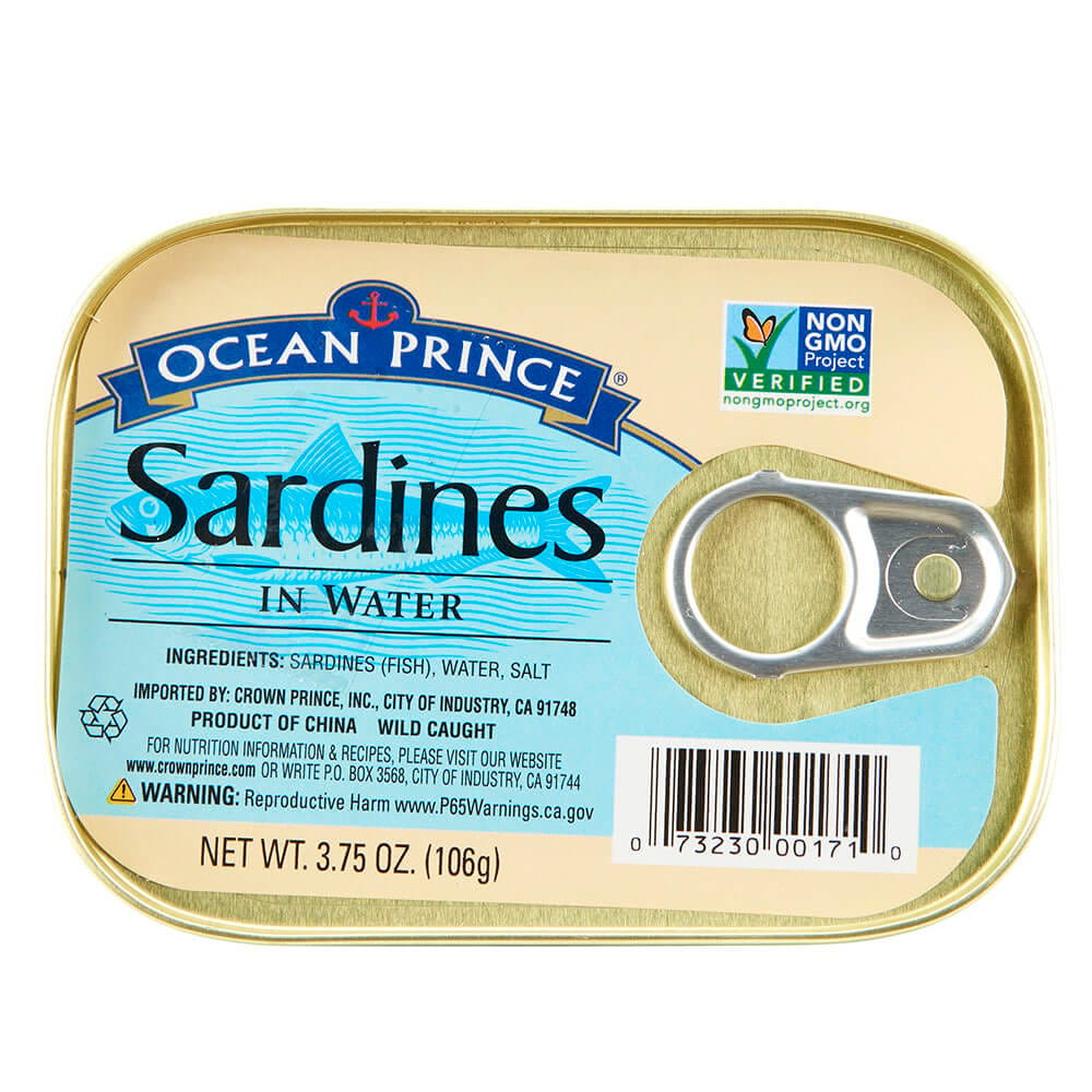 Ocean Prince Sardines in Water, 3.75 oz