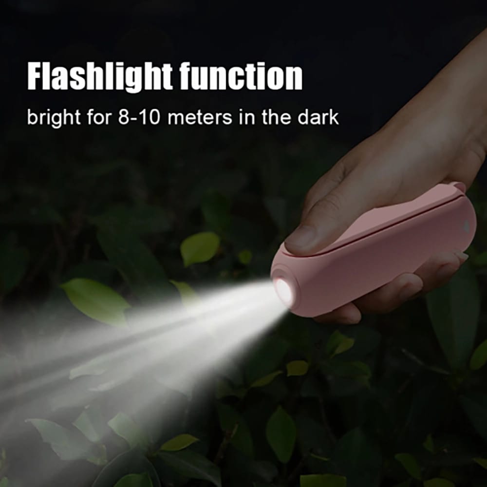 StayCool 3-in-1 Folding Mini Handheld Fan, Powerbank and Flashlight, Pink