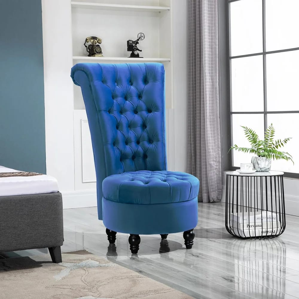 HomCom High Back Accent Chair, Blue