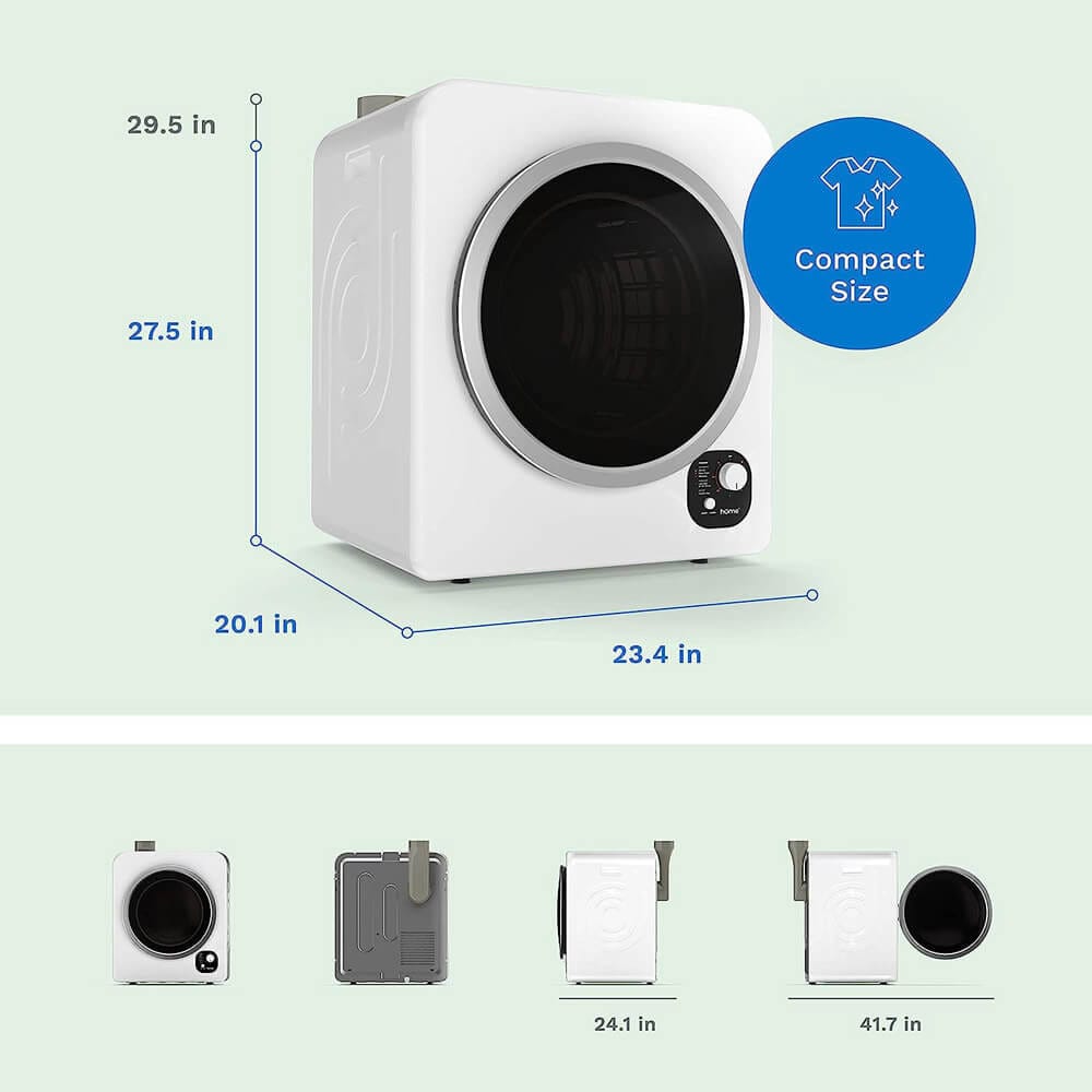 hOmeLabs Compact Front Loading Portable Laundry Dryer, White
