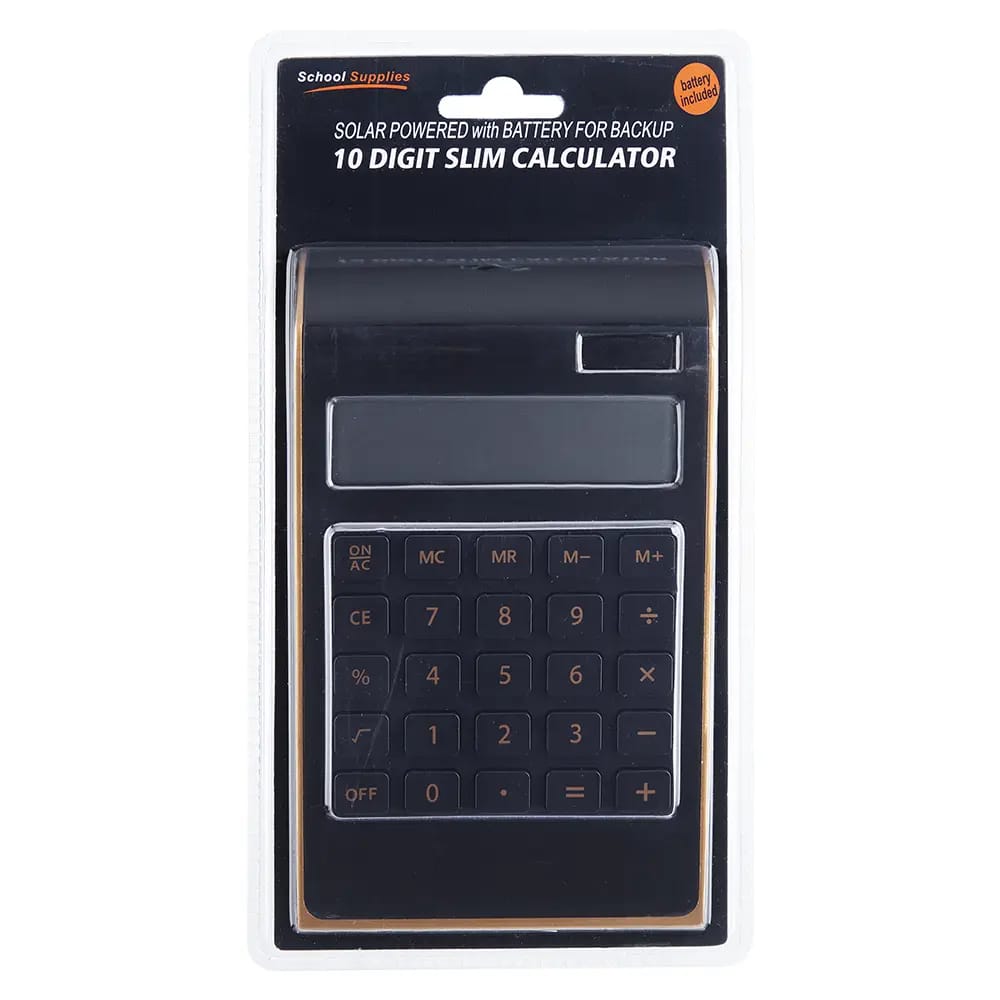 School Supplies Solar Powered 10-Digit Slim Desktop Calculator with Battery for Backup