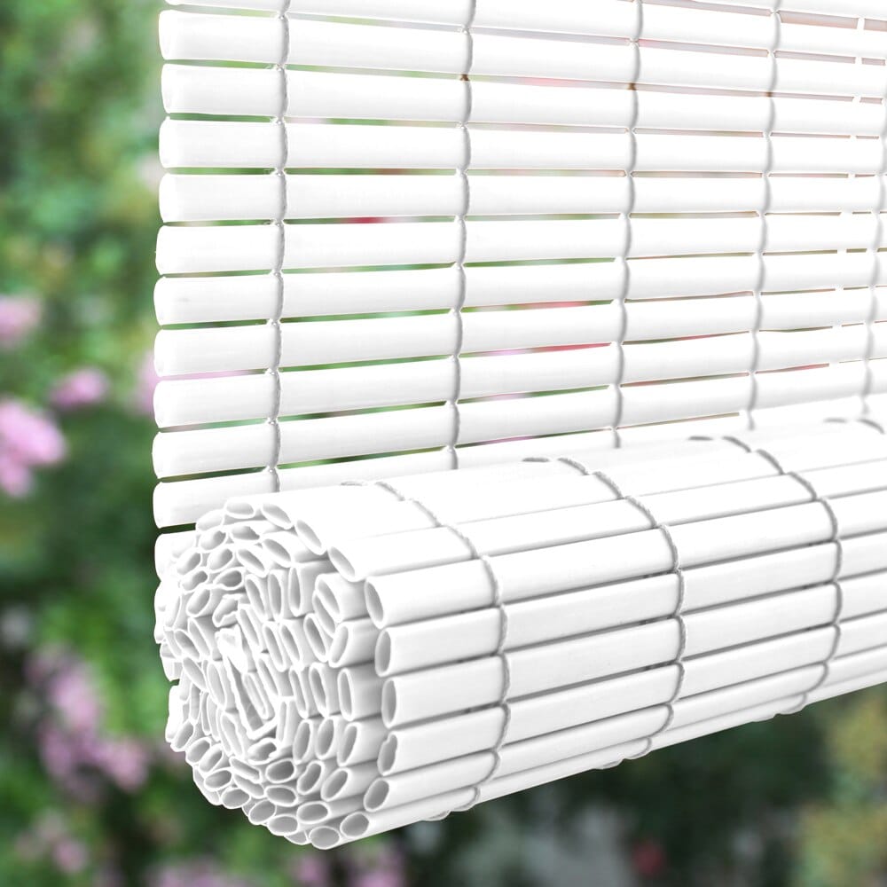 Indoor/Outdoor White PVC Cord Free Roll-Up Blind, 36"