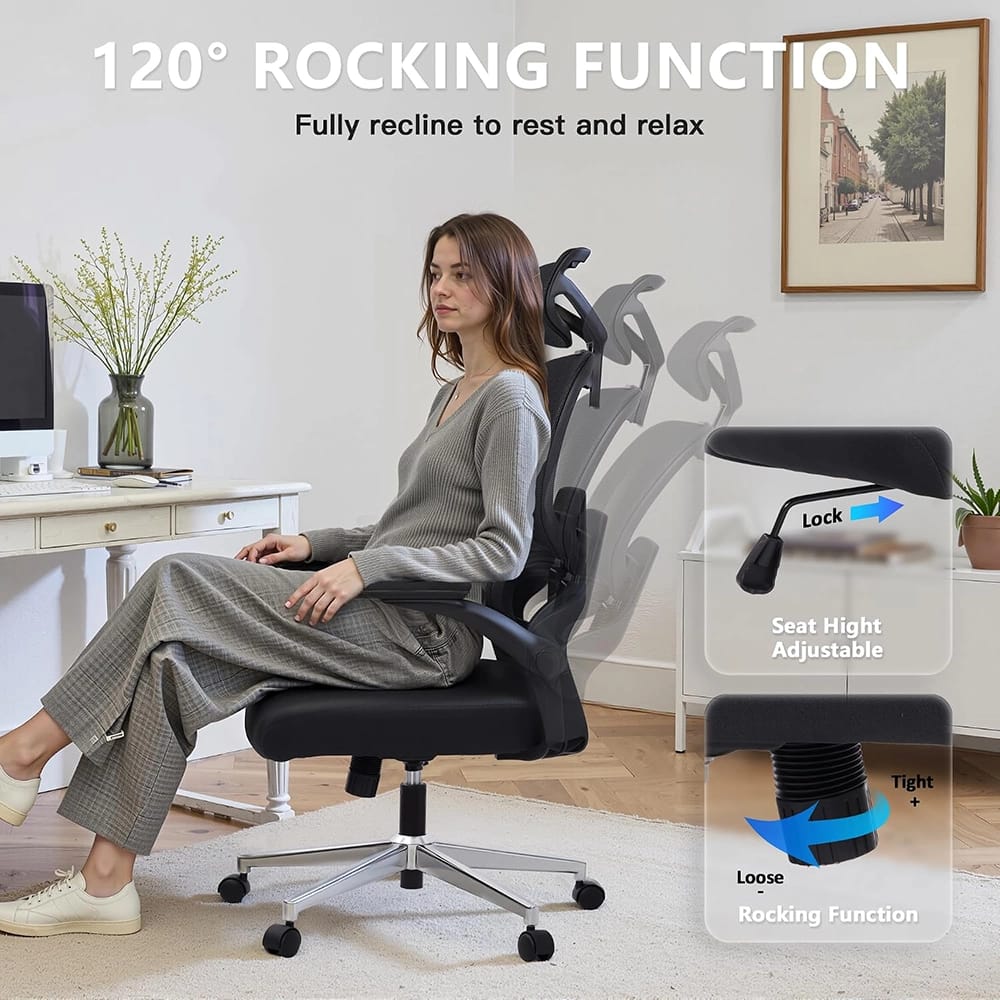 FAMSINGO Ergonomic Office Chair with Full Mesh Seat & Back, Black