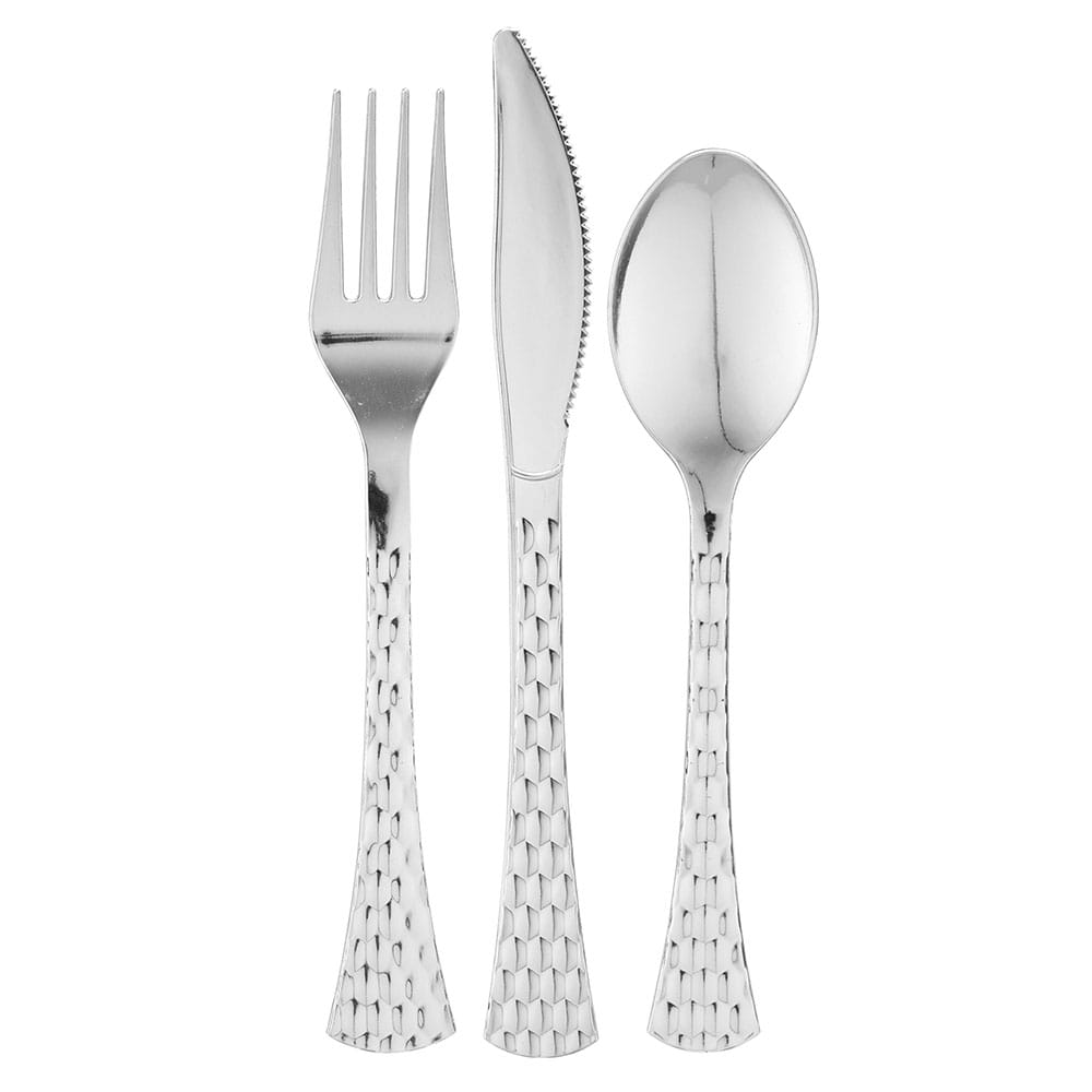 Smith & Callahan Brilliant Silver Premium Plastic Cutlery Set, 96 Piece