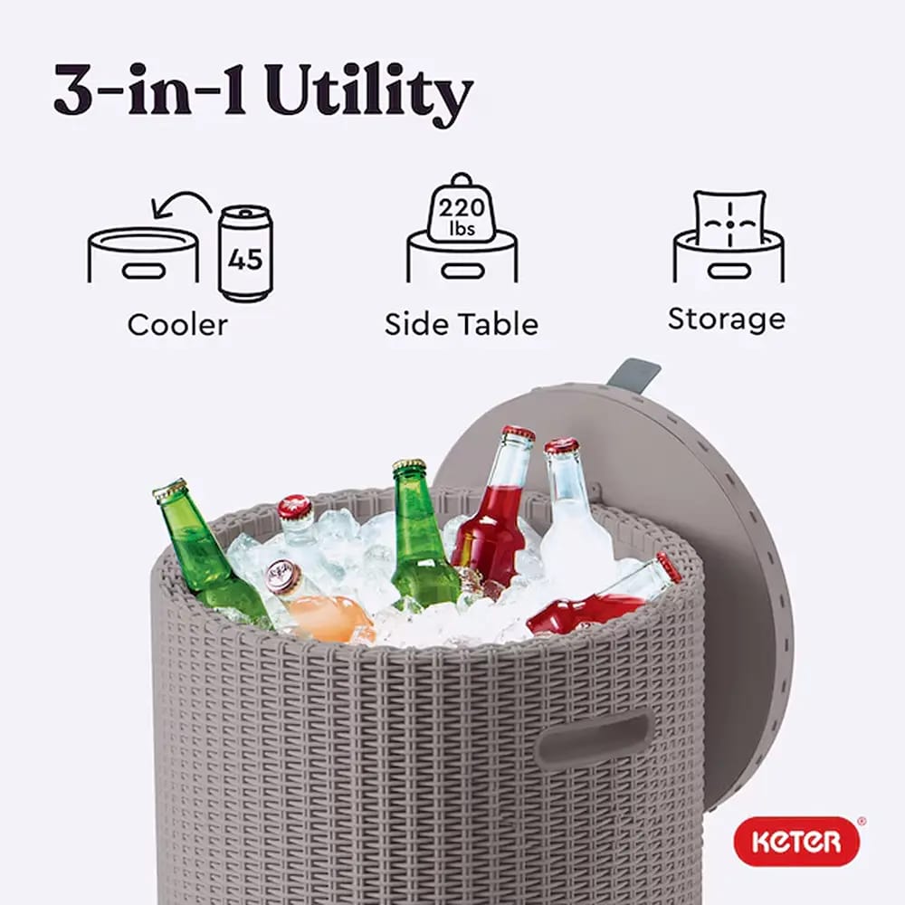 Keter 10.3-Gallon Cooler Side Table, Cappuccino