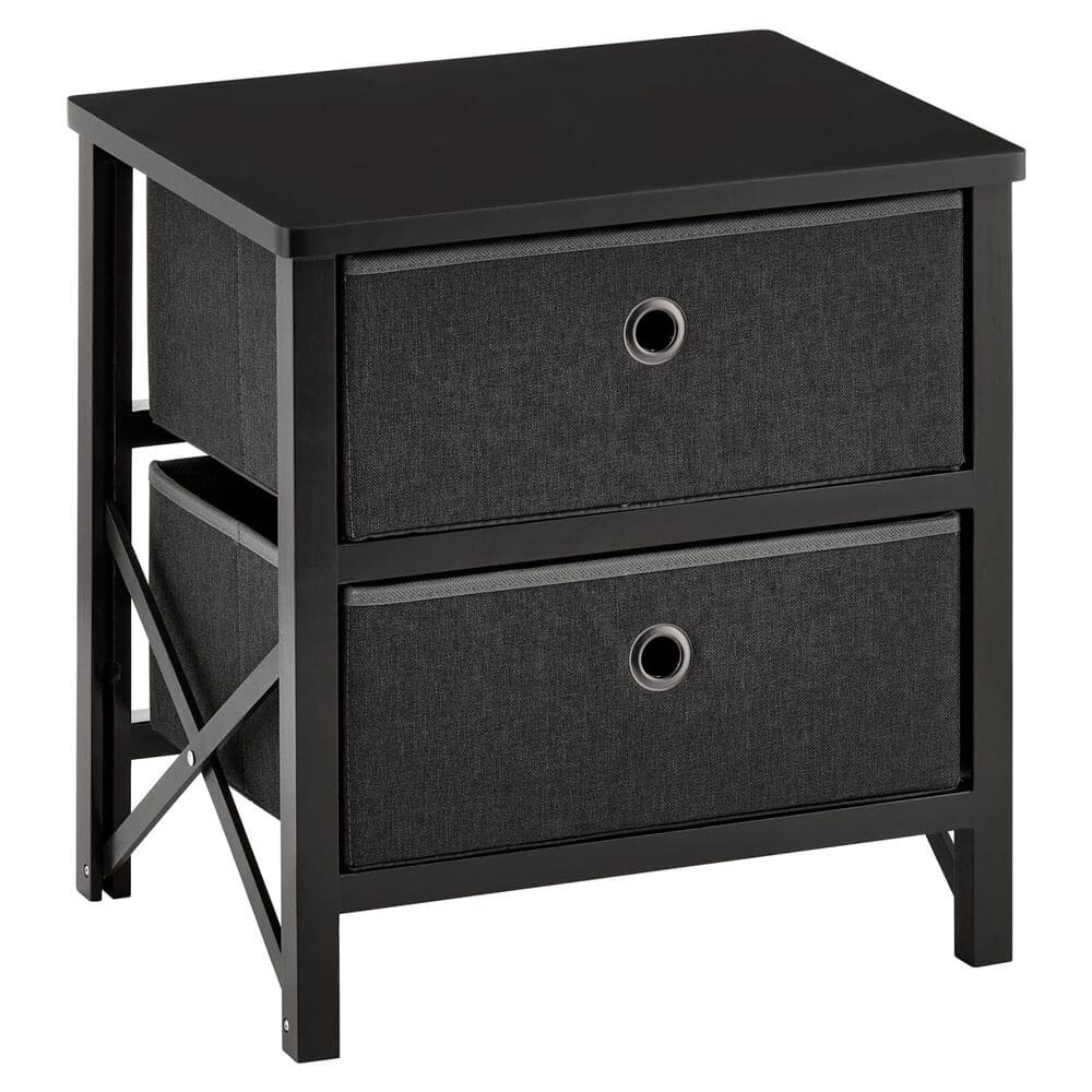 mDesign 2-Drawer Foldable Dresser, Black