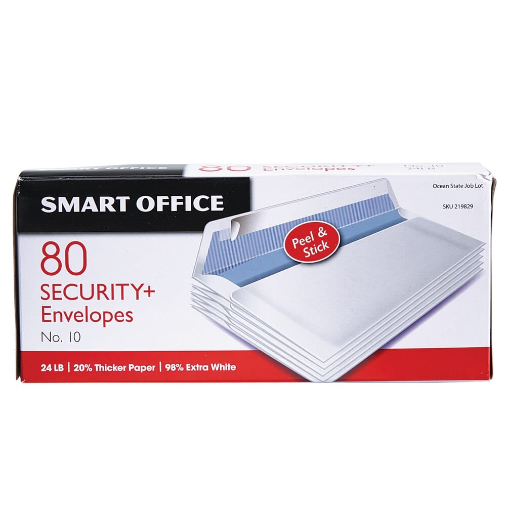 Smart Office Peel and Stick Security Envelopes, 80-Count