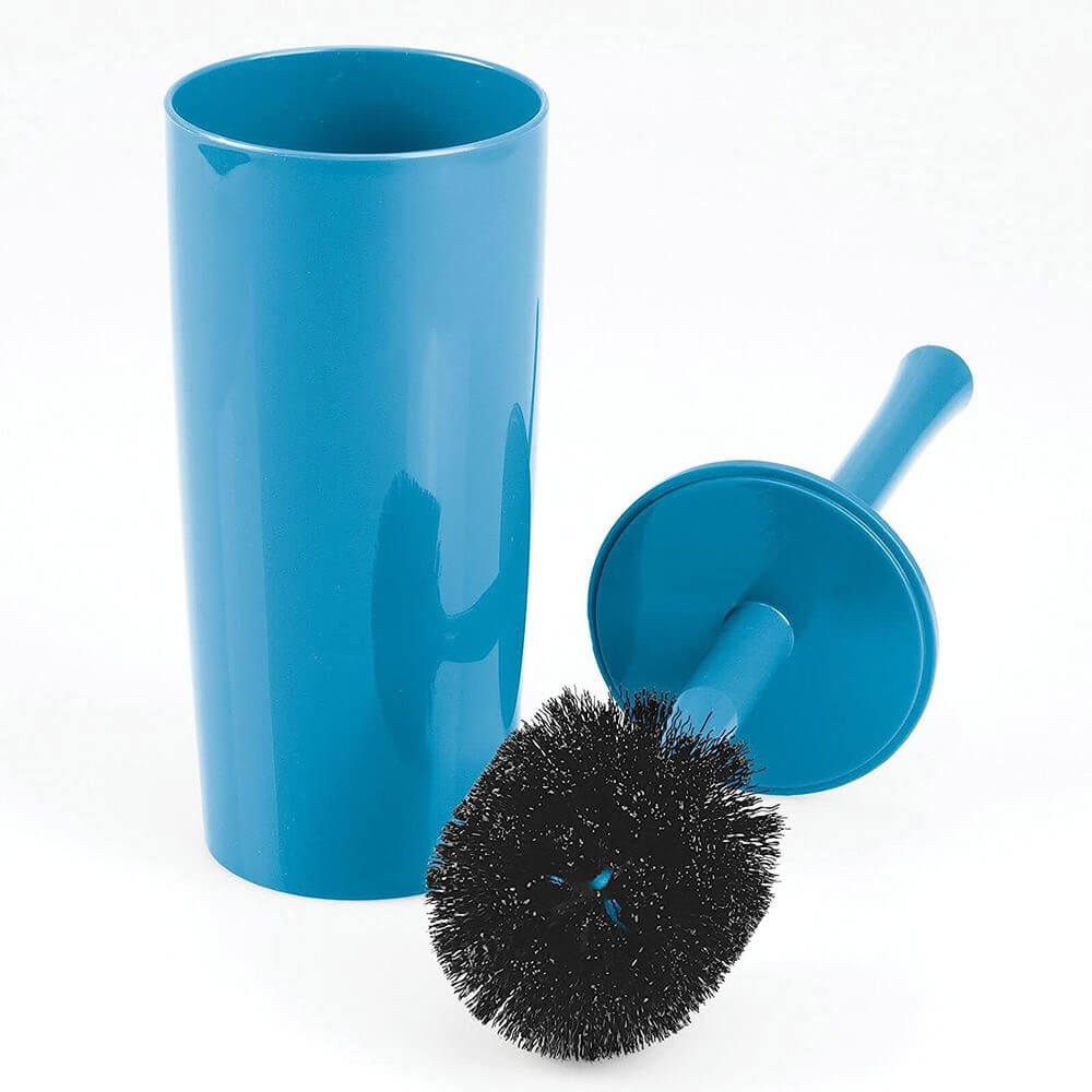 mDesign Compact Toilet Brush/Round Waste Can Combination Set, Cornflower Blue