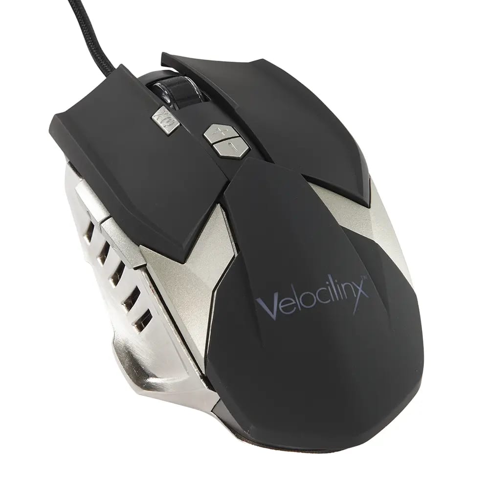 Velocilinx Eight Button Gaming Mouse, Black/Silver