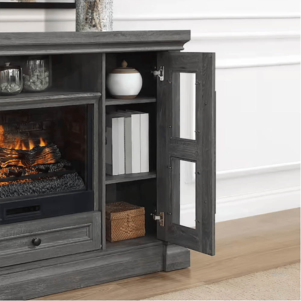 Whalen 74-Inch Freestanding Fireplace Console, Ash Gray