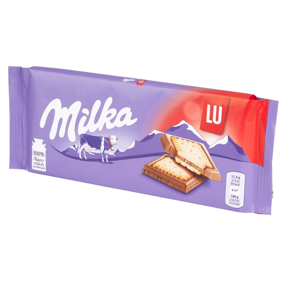 Milka German Lu Alpine Chocolate with Biscuit Pieces, 3 oz