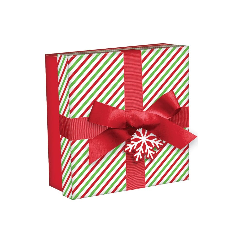 Small Christmas Gift Box with Ribbon and Tag, 8" x 8"