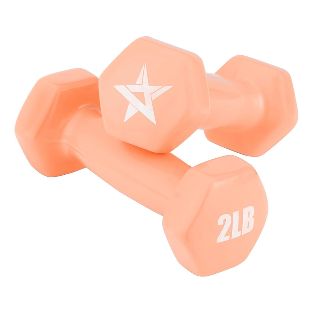 Yes4All Vinyl Hexagon Dumbbell Set, 2 ct, Peach, 2 lb
