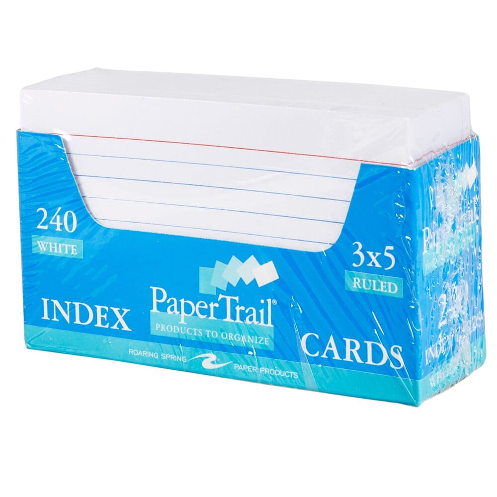 Roaring Spring PaperTrail College-Ruled White 3x5 Index Cards, 240-Count