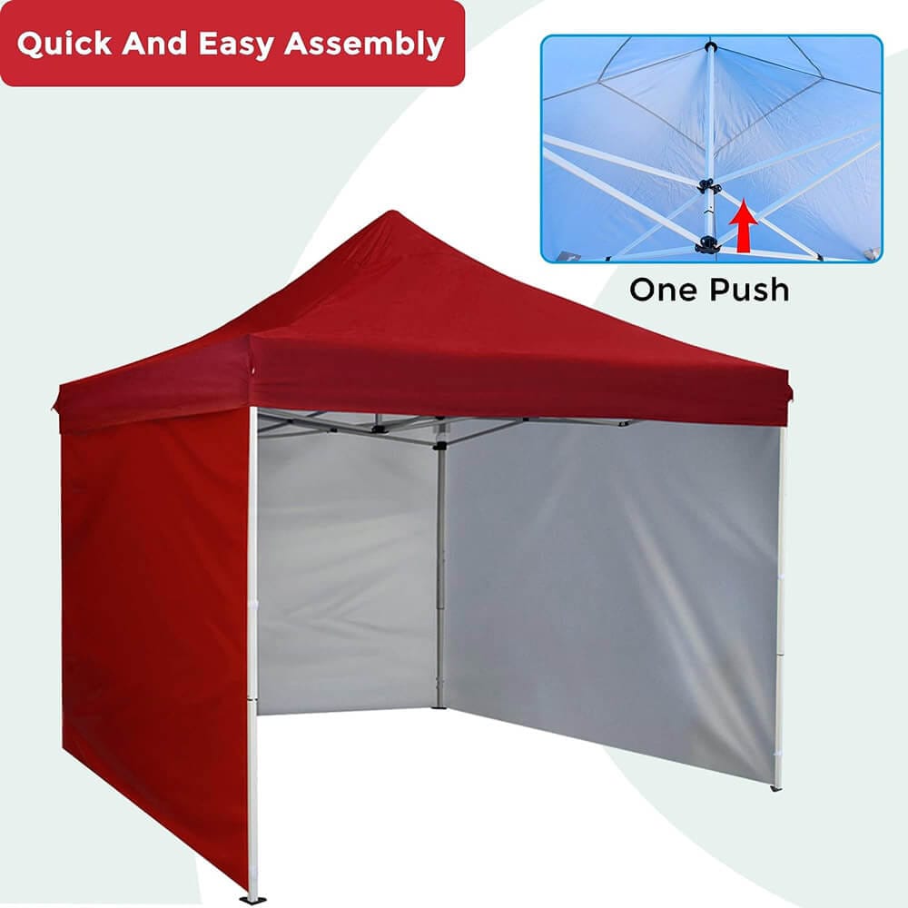 10' x 10' Pop-Up Canopy Tent with 5 Sidewalls, Red