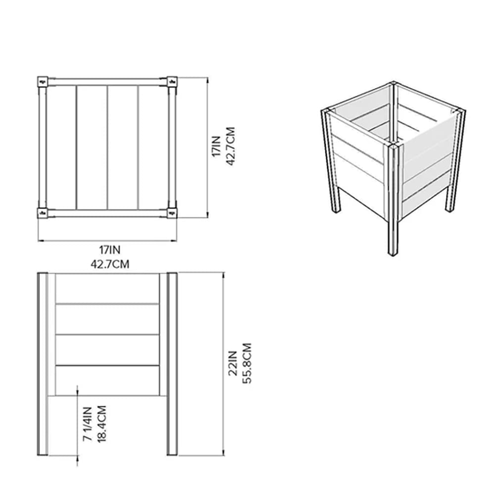 Vita Urbana 17" x 17" Raised Planter, Espresso