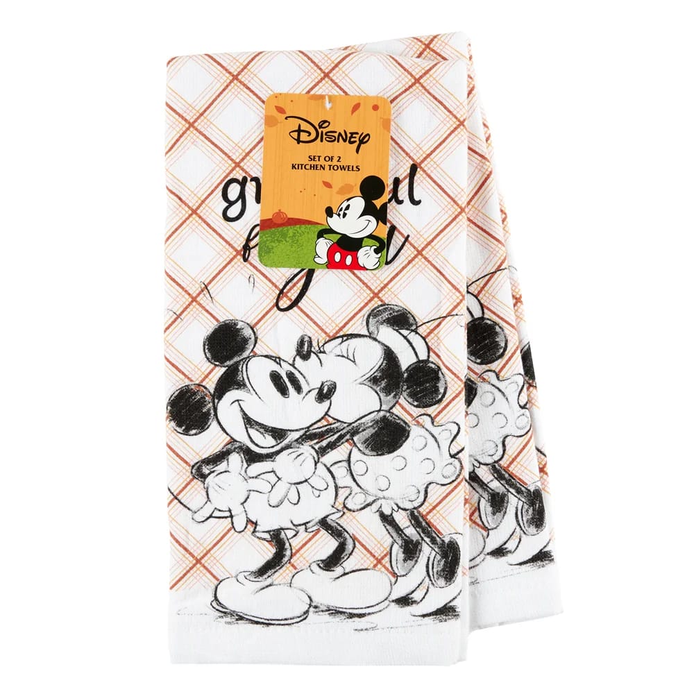 Disney Mickey Mouse and Minnie Mouse Fall Cotton Kitchen Towels, 2 Count