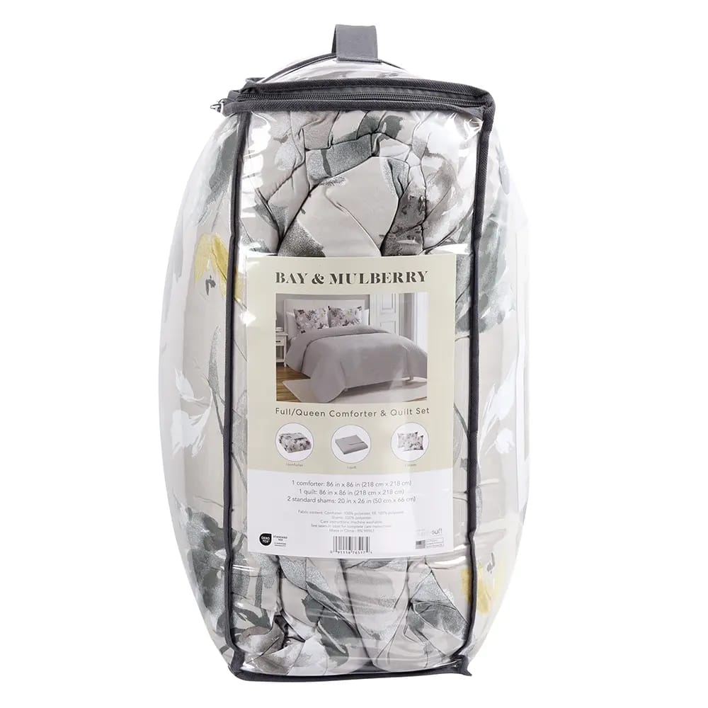 Bay & Mulberry Full/Queen 4 Piece Comforter & Quilt Set