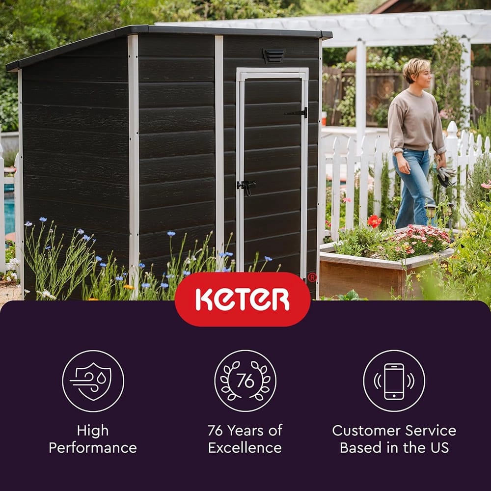Keter 6' x 4' Resin Outdoor Storage Shed, Gray/White
