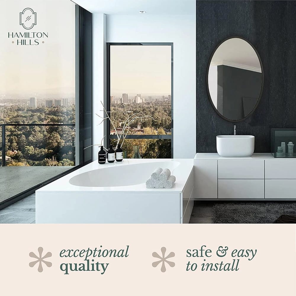 Hamilton Hills Oval Wall Mirror, Brushed Black, 24" x 36"