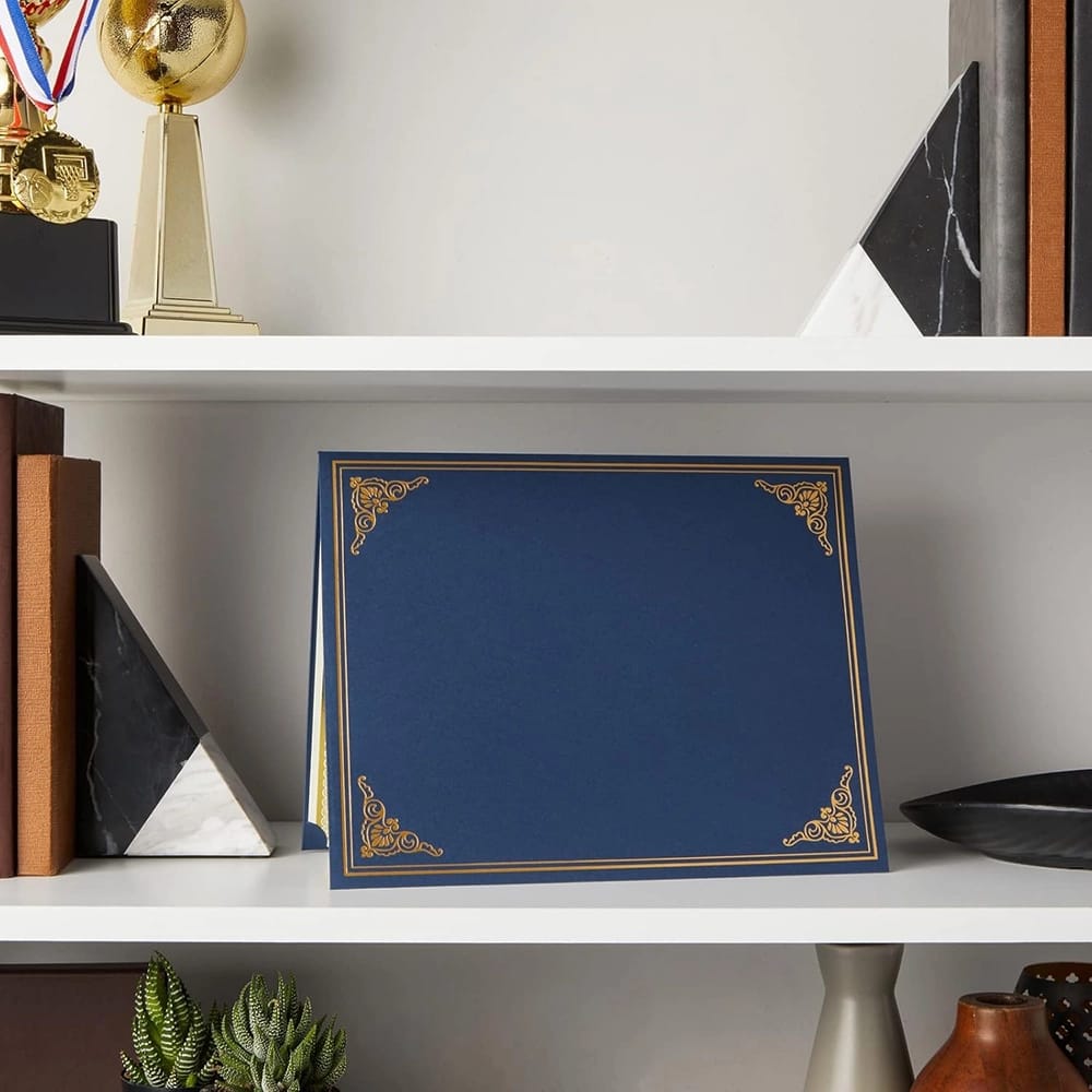 BEST PAPER GREETINGS Certificate Holders, Navy, 12 Pack