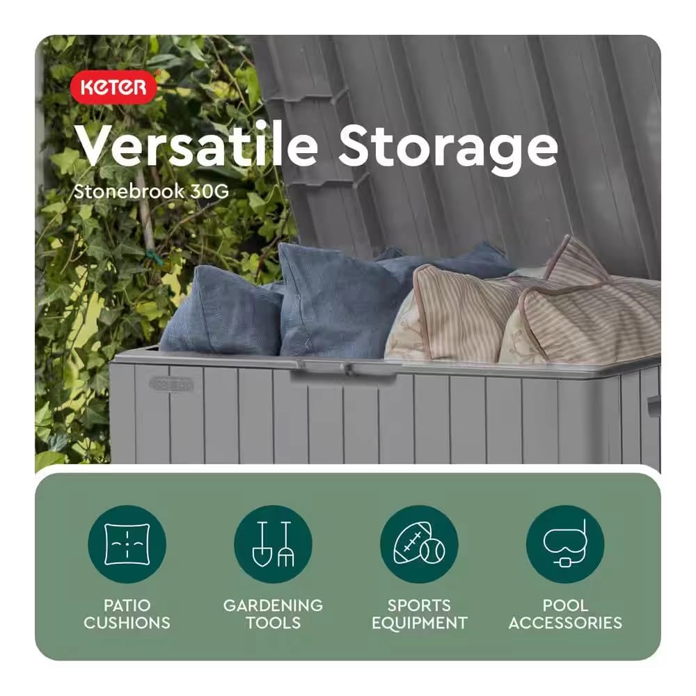 Keter Stonebrook 30 Gallon Deck Box, Gray