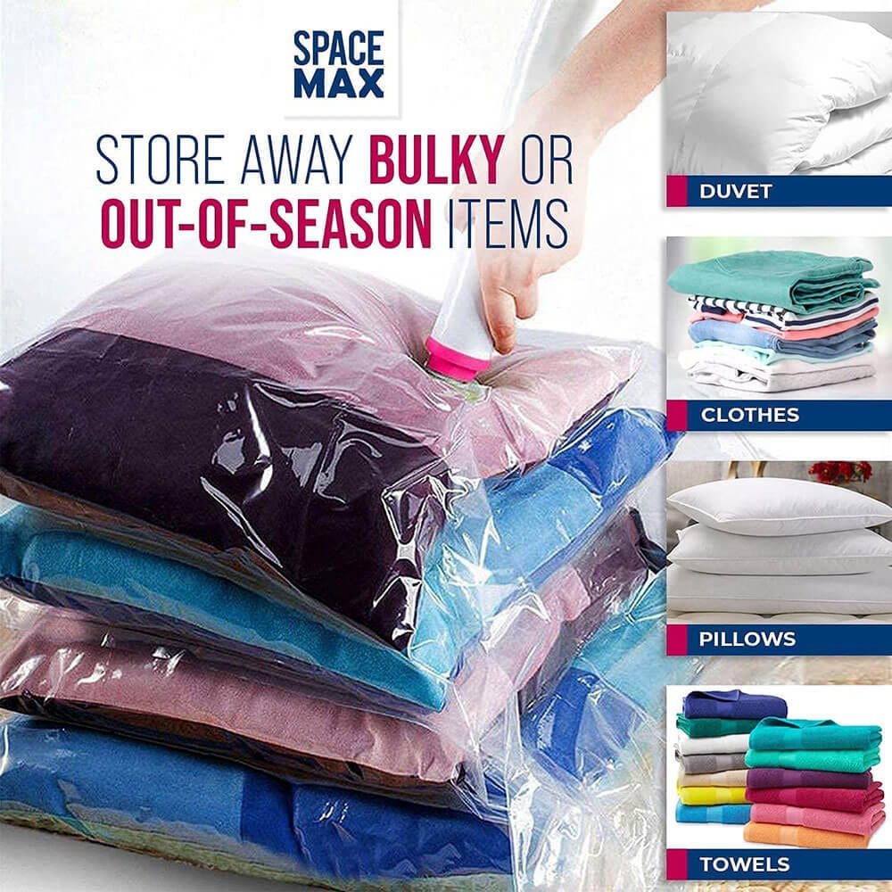 SPACE MAX Premium Space Saver Vacuum Storage Bags, Small Size, 6-Pack