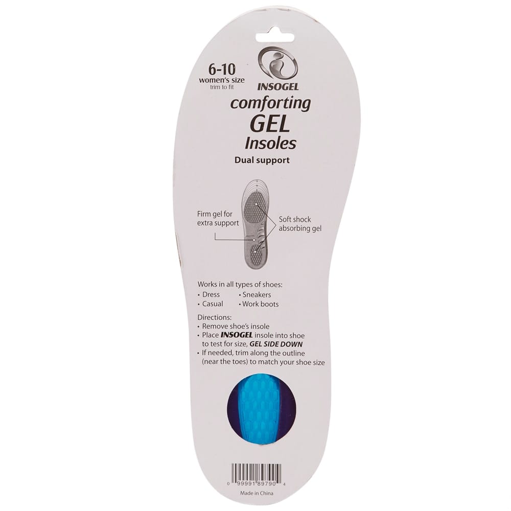 Insogel Women's Comforting Gel Insoles, Size 6 - 10