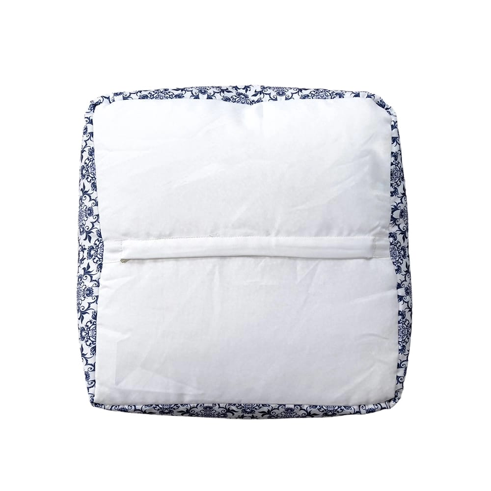 LR Home Floral Lattice Pouf, Blue/White