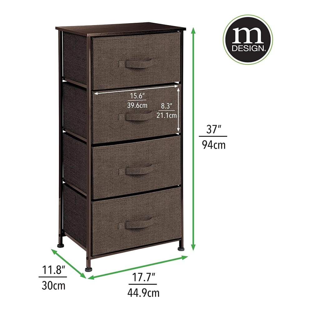 mDesign 4-Drawer Fabric Tower, Espresso